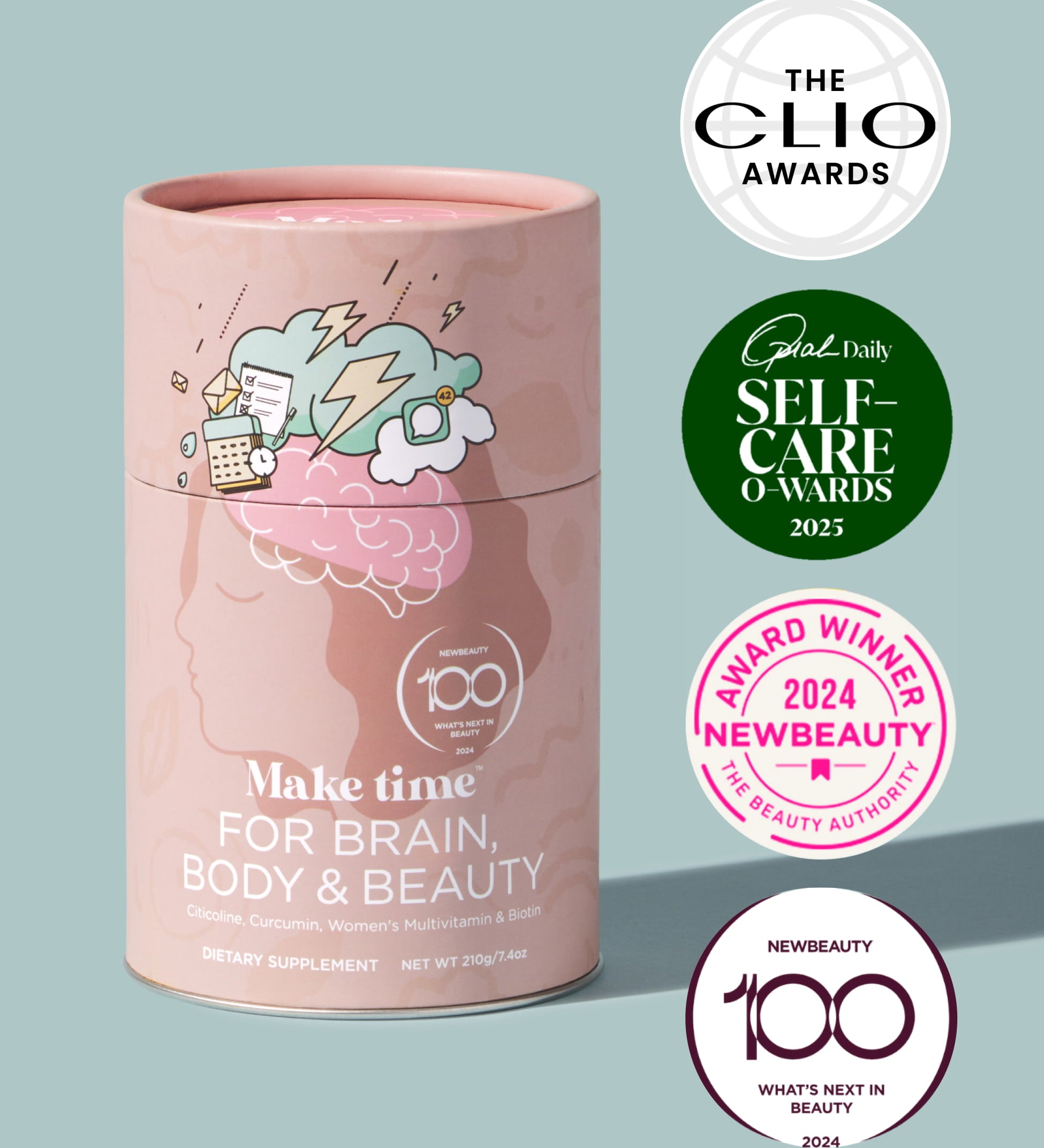 Make time for brain, body, and beauty, 4 time award winning all-in-one brain, body and beauty supplement! Designed for women's health by women who care.