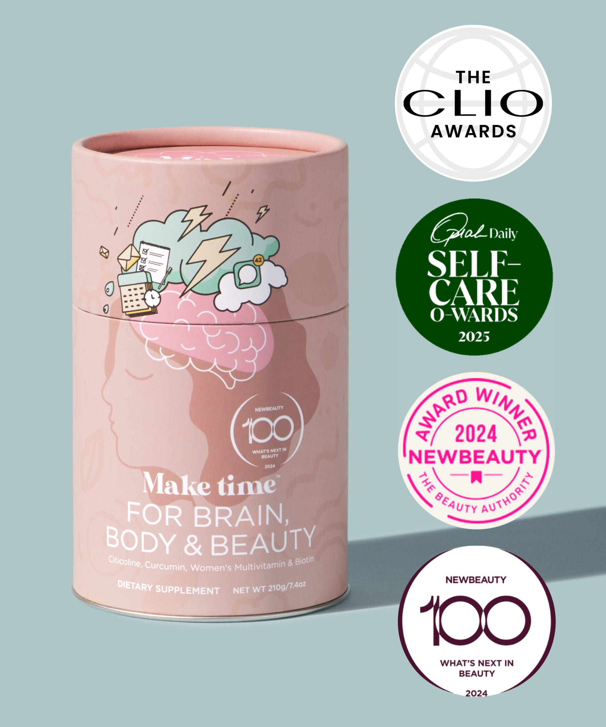 Make time for brain, body, and beauty, 4 time award winning all-in-one brain, body and beauty supplement! Designed for women's health by women who care.