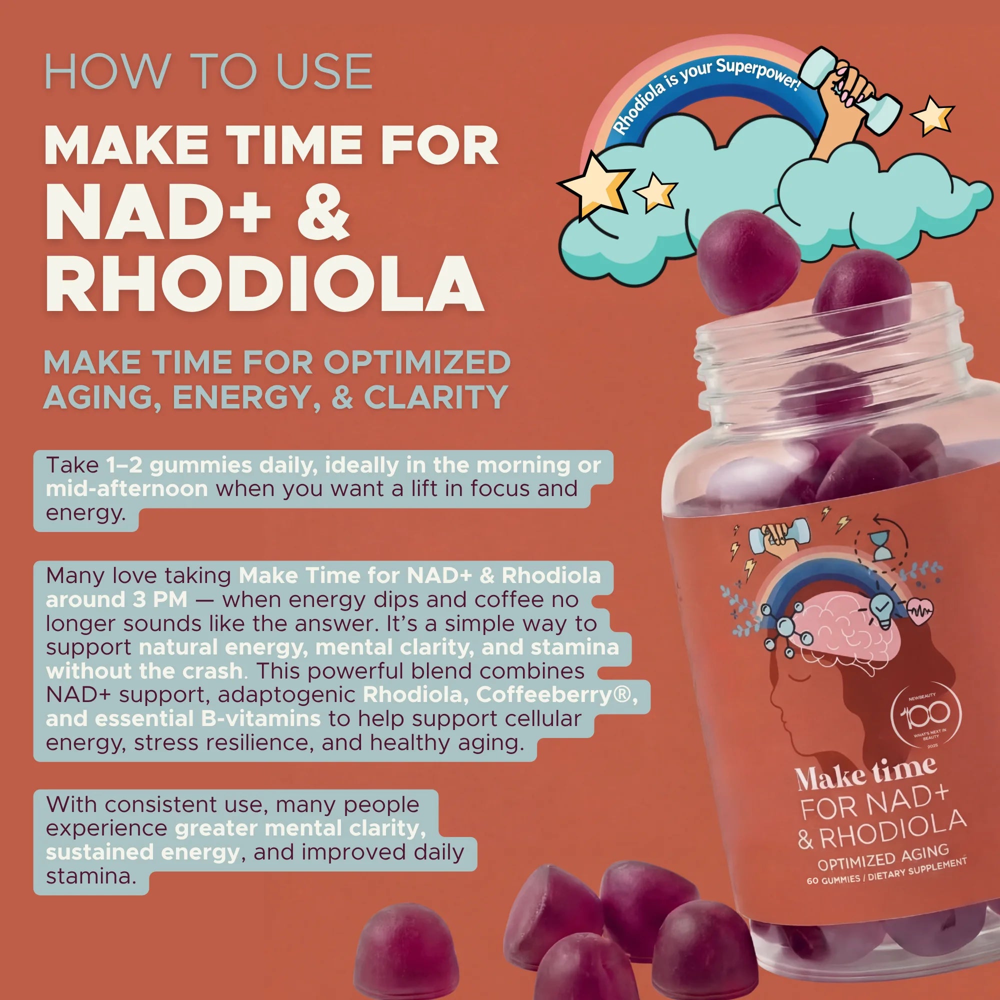 NEW! Make Time NAD+ & Rhodiola Gummy