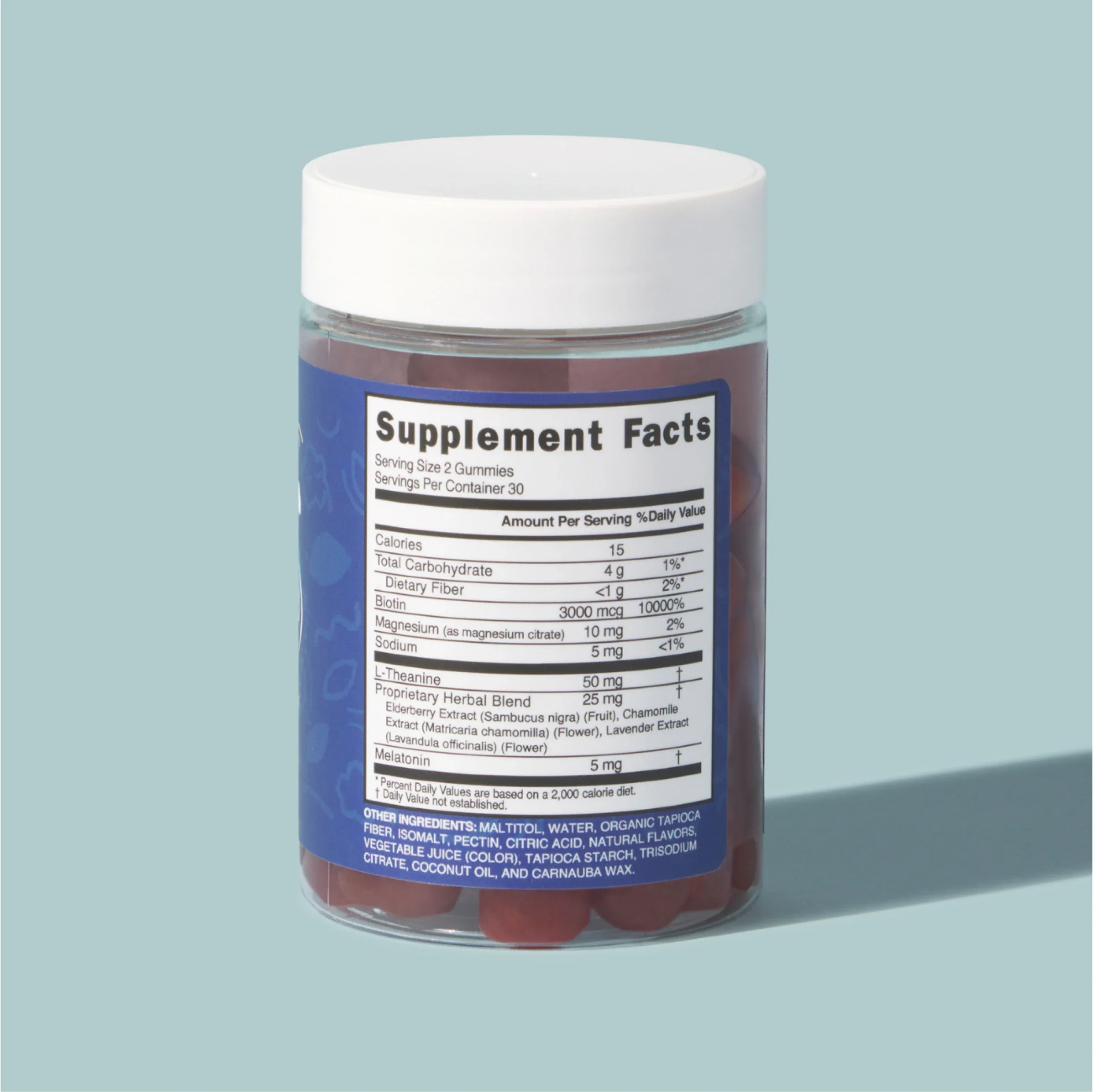 Make Time Beauty Sleep Gummy supplement facts on the back of the jar
